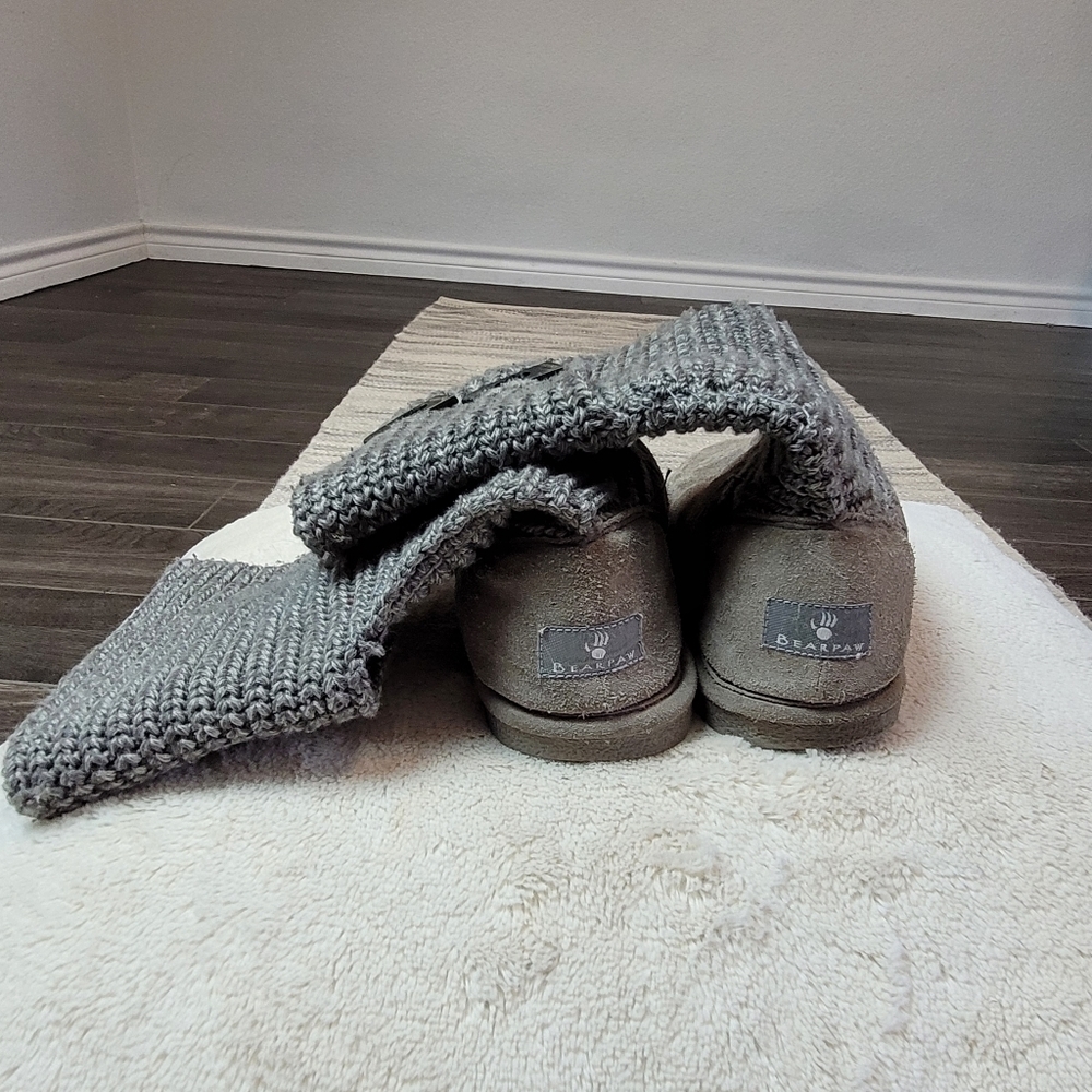 Bear Paw gray knit tall fold over boots - Picture 6 of 8